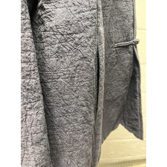 Eileen Fisher Mandarin Collar Jacket Medium Blue Frog Closure Long Textured - Picture 4 of 9